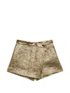 Msgm Brocade-effect Wrap Shorts In Brown