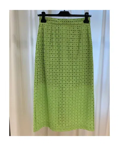 Msgm Broderie-anglaise A-line Midi-skirt In Green