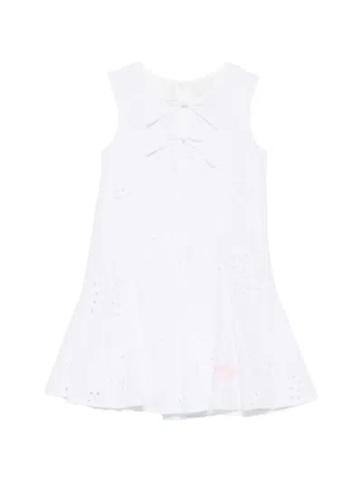 Msgm Broderie-anglaise Bow-detail Dress In White