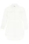 Msgm Broderie Mini Shirt Dress With Cut-out In Off White (white)