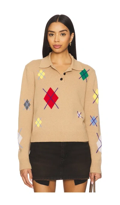 Msgm Broken Argyle Sweater In Neutral