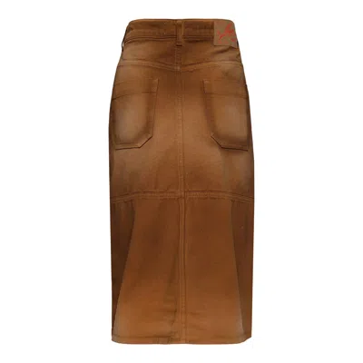 Msgm Brown Denim Knee-length Skirt