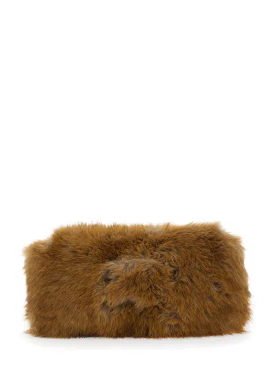 Msgm Brown Fluffy Clutch