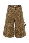 Msgm Brown Shorts For Girl With Logo And Spotted Print In Brown