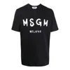 Msgm Brush Stroke Logo Tee In Black