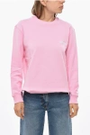 Msgm Brushed Cotton Sweatshirt With Embroidered Logo In Pink