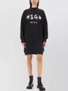Msgm Brushed Detail Logo Dress In Black