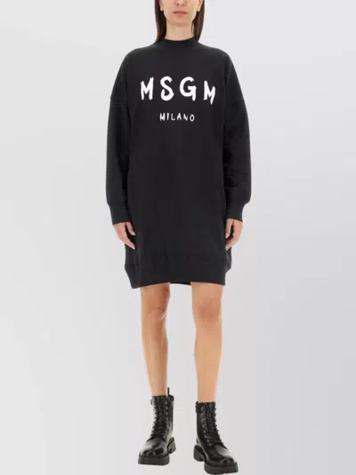 MSGM BRUSHED DETAIL LOGO DRESS