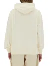 Msgm Brushed Logo Cotton Sweatshirt In White