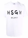 Msgm Brushed Logo Cotton T-shirt Clothing In White
