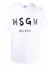Msgm Logo Print Cotton  T-shirt In White