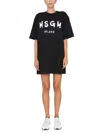 Shop Msgm Brushed Logo Dress In Black