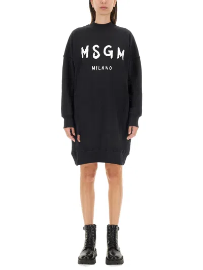 MSGM BRUSHED LOGO DRESS