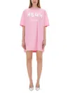 Msgm Logo-print Cotton T-shirt Dress In Pink