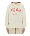 Msgm Relaxed-fit Sweatshirt With Brushed Logo In White