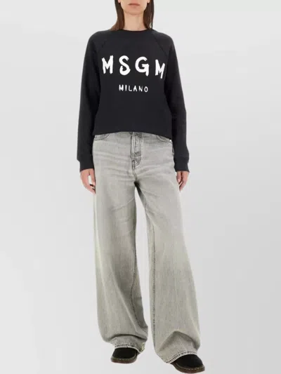 Msgm Brushed Logo Print Sweatshirt