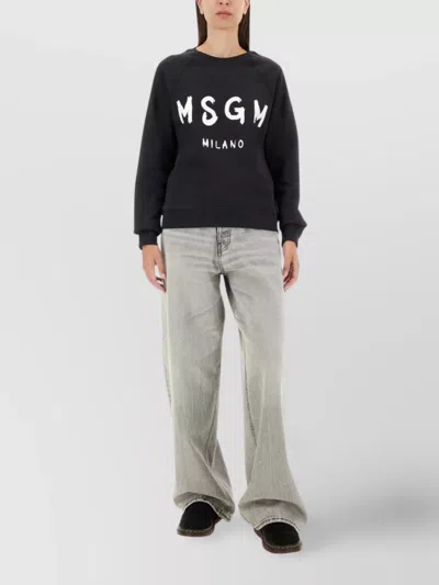 Msgm Brushed Logo Print Sweatshirt