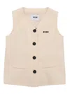 Msgm Brushed Viyella Over Gilet Girl Crema/cr In White