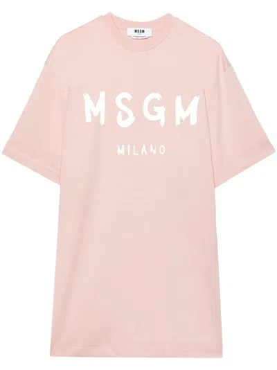 Msgm Woman Mini Dress Light Pink Size Xl Cotton
