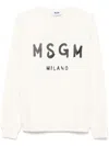 Msgm Logo-print Cotton Sweatshirt In Neutrals