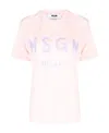 Msgm Brushstroke Logo-print T-shirt In White