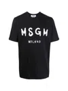 Msgm Brushstroke-logo T-shirt In Black