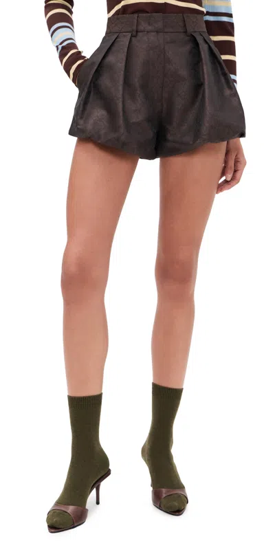 Msgm Bubble Mini Shorts Brown