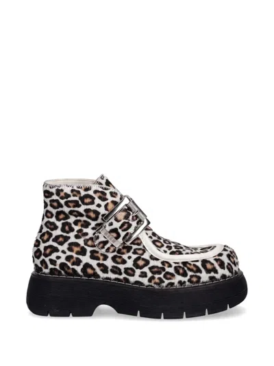 Msgm Buckle Leopard-print Boots In Black