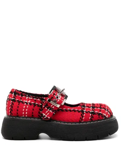 Msgm Buckle Platform Mary Jane Shoes In Red