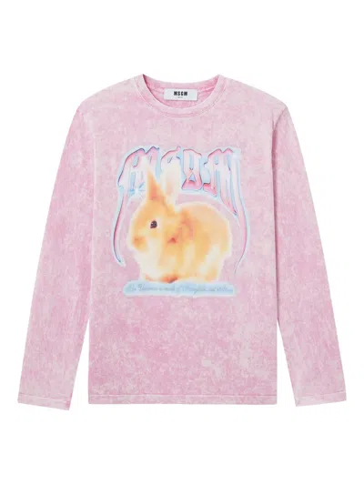 Msgm Bunny-print Top In Purple