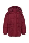 Msgm Burgundy Down Jacket For Kids With Logo In Burgundy