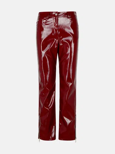 Msgm Burgundy Polyester Pants In Bordeaux