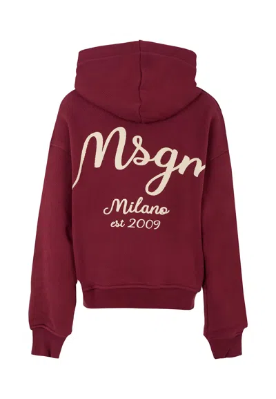 Msgm Kids' Burgundy Sweatshirt For Boy With Logo