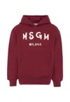 Msgm Burgundy Sweatshirt For Kids With Logo In Burgundy