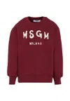 Msgm Burgundy Sweatshirt For Kids With Logo In Burgundy