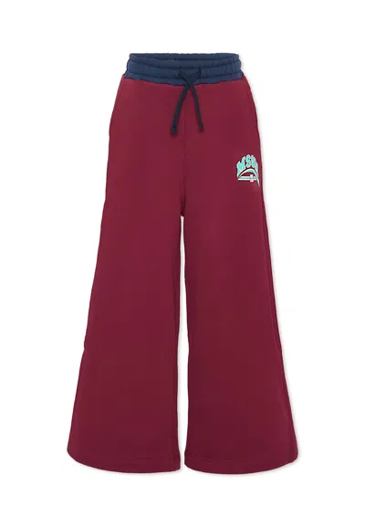 MSGM BURGUNDY TROUSERS FOR GIRL WITH LOGO