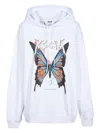 Msgm Butterfly-print Hoodie In Weiss