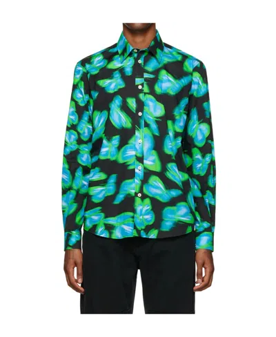 Msgm Butterfly Print Shirt In Green