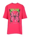 Msgm Butterfly Printed Big Profile T-shirt In Pink