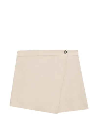 Msgm Button Asymmetric Shorts In Neutral
