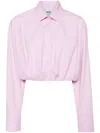 Msgm Button Cotton Shirt In Pink
