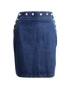 Msgm Button Detail Pencil Skirt In Blue Cotton Denim In Blue