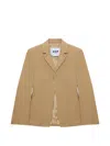 Msgm Button-fastening Blazer In Brown