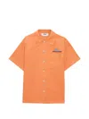 Msgm Button Frayed Shirt In Orange