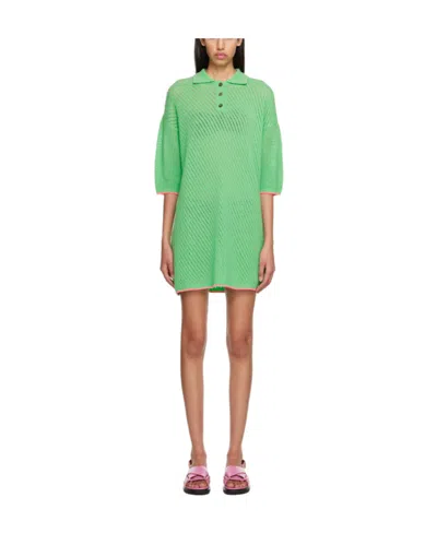 Msgm Button Mini Dress In Green