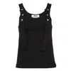 Msgm Logo-detail Ribbed Tank Top In Black
