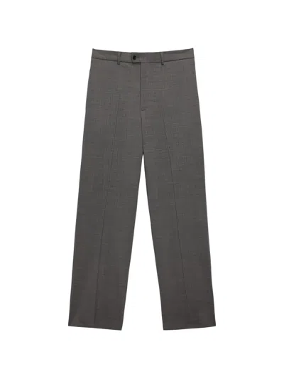 Msgm Button Tailored Trousers In Gray