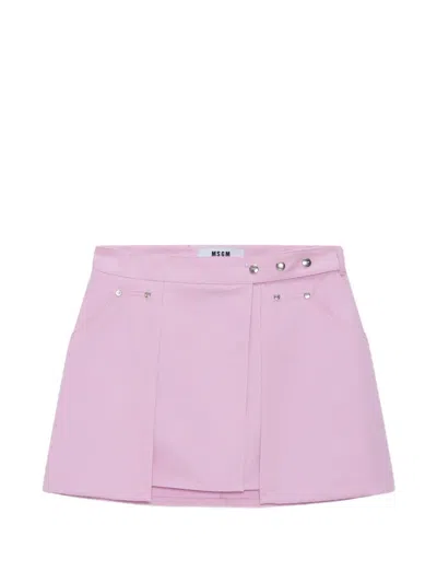 Msgm Button Trim Mini Skirt In Pink