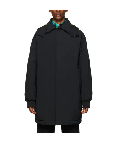 Msgm Button-up Mid-length Parka In Black