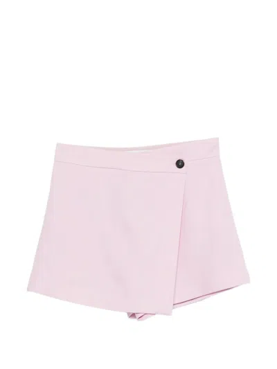 Msgm Button Wrap Shorts In Pink